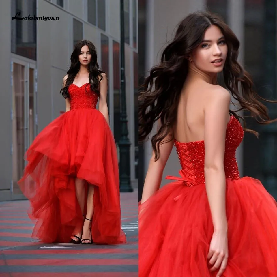 Roycebridal Red Short Wedding Dresses for Bride Long Train