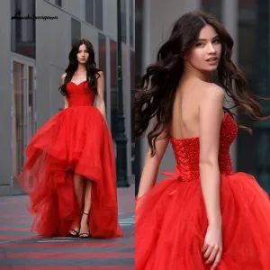 Roycebridal Red Short Wedding Dresses for Bride Long Train