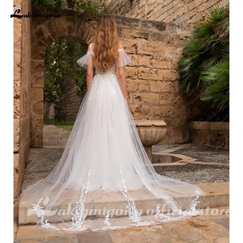 Roycebridal Romantic Lace Wedding Dresses V-Neck Floor Length