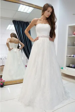 Roycebridal Romantic White A-line Lace Off Shoulder Wedding Dresses, Bridal Gowns, MW601