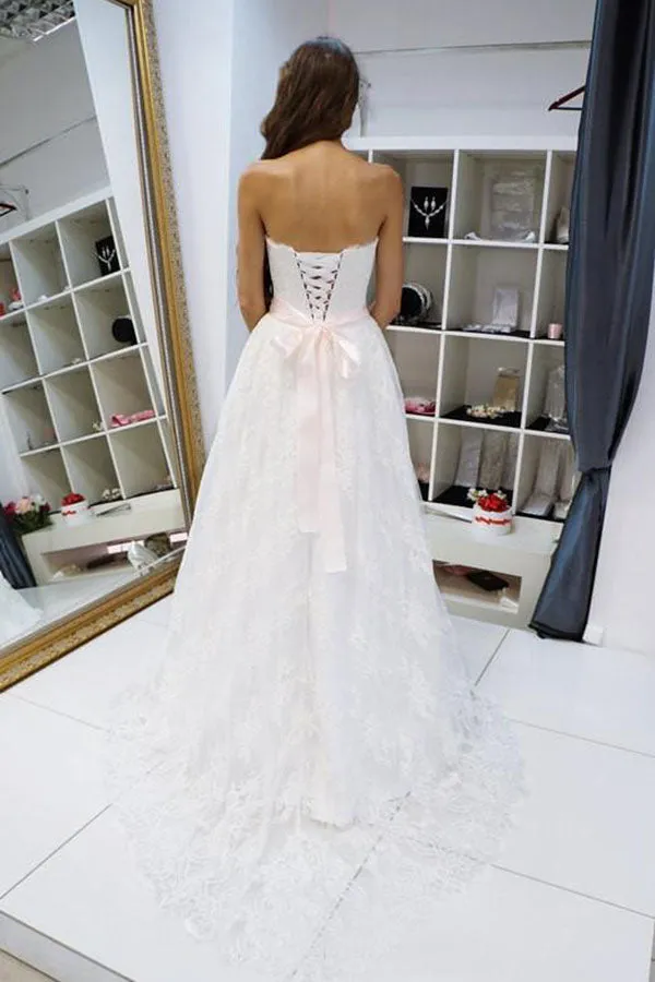 Roycebridal Romantic White A-line Lace Off Shoulder Wedding Dresses, Bridal Gowns, MW601