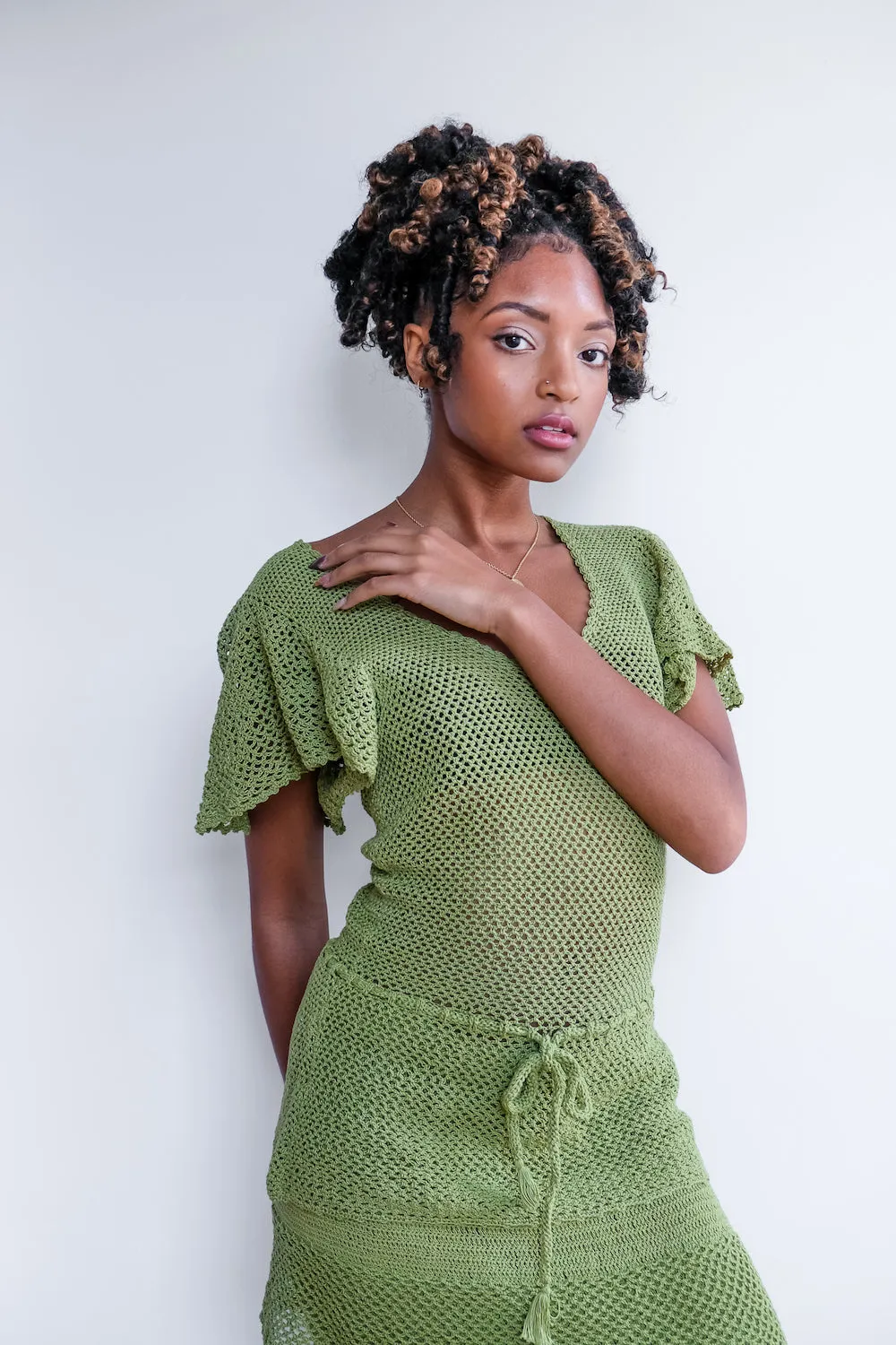 Ruffle Sleeve Top in Olive