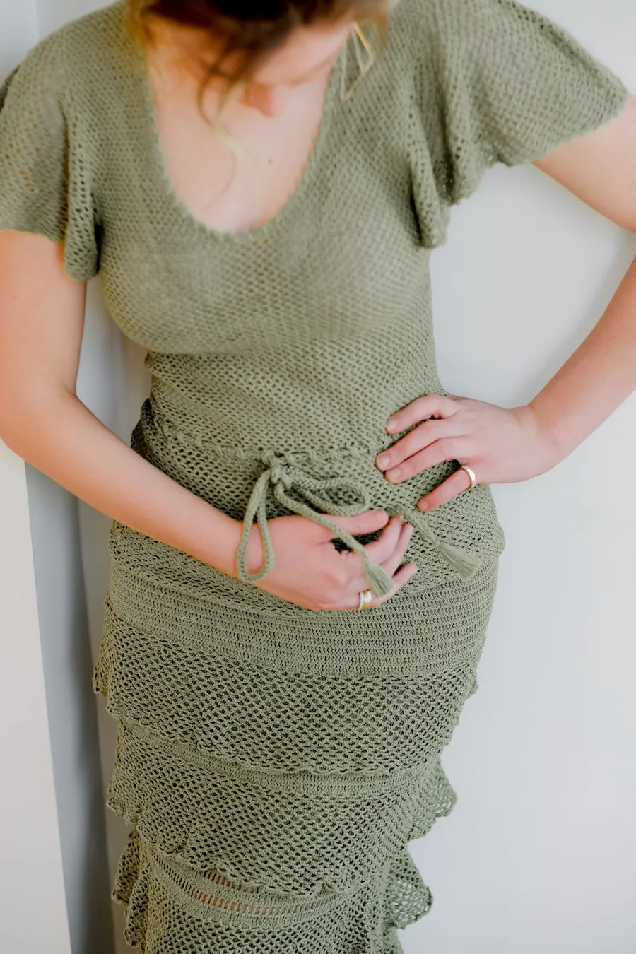 Ruffle Sleeve Top in Olive