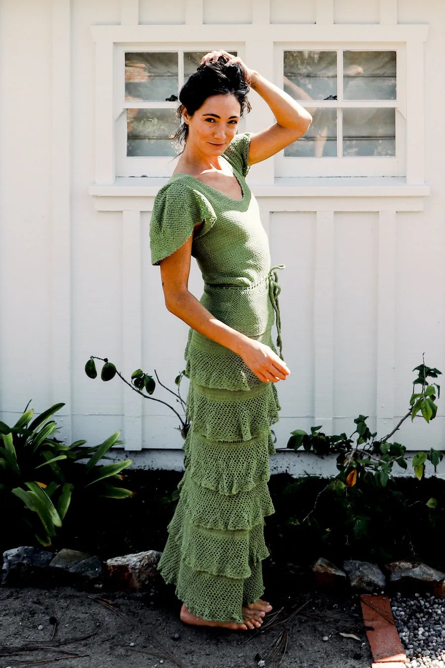Ruffle Sleeve Top in Olive