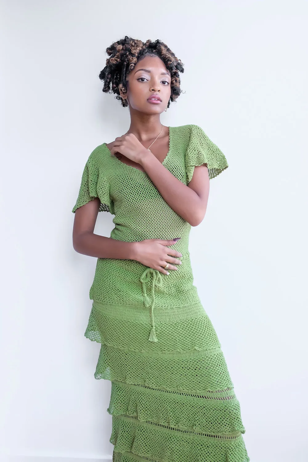 Ruffle Sleeve Top in Olive