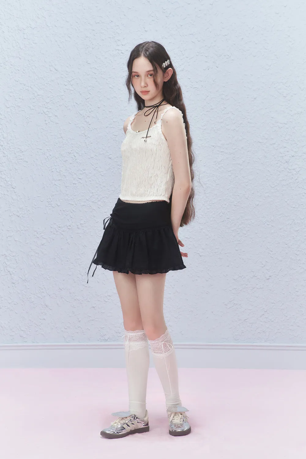 Ruffled Mini Skirt With Ruched Detail