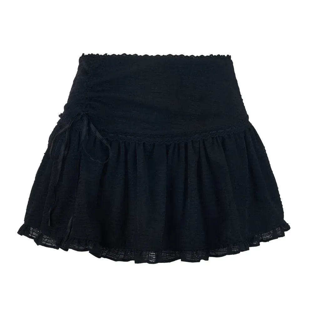 Ruffled Mini Skirt With Ruched Detail