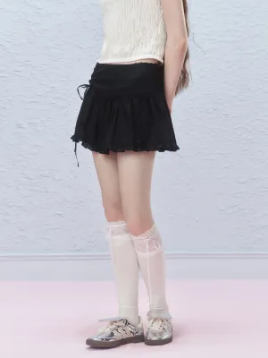 Ruffled Mini Skirt With Ruched Detail