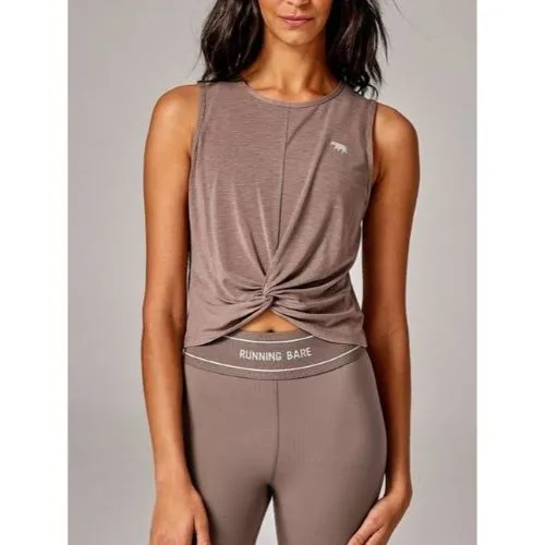 Running Bare Womens Love Me Knot Cropped Tank Cougar
