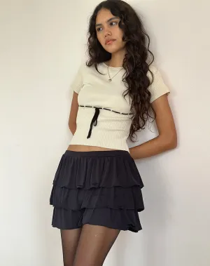 Sabine Top in Beige with Black Binding