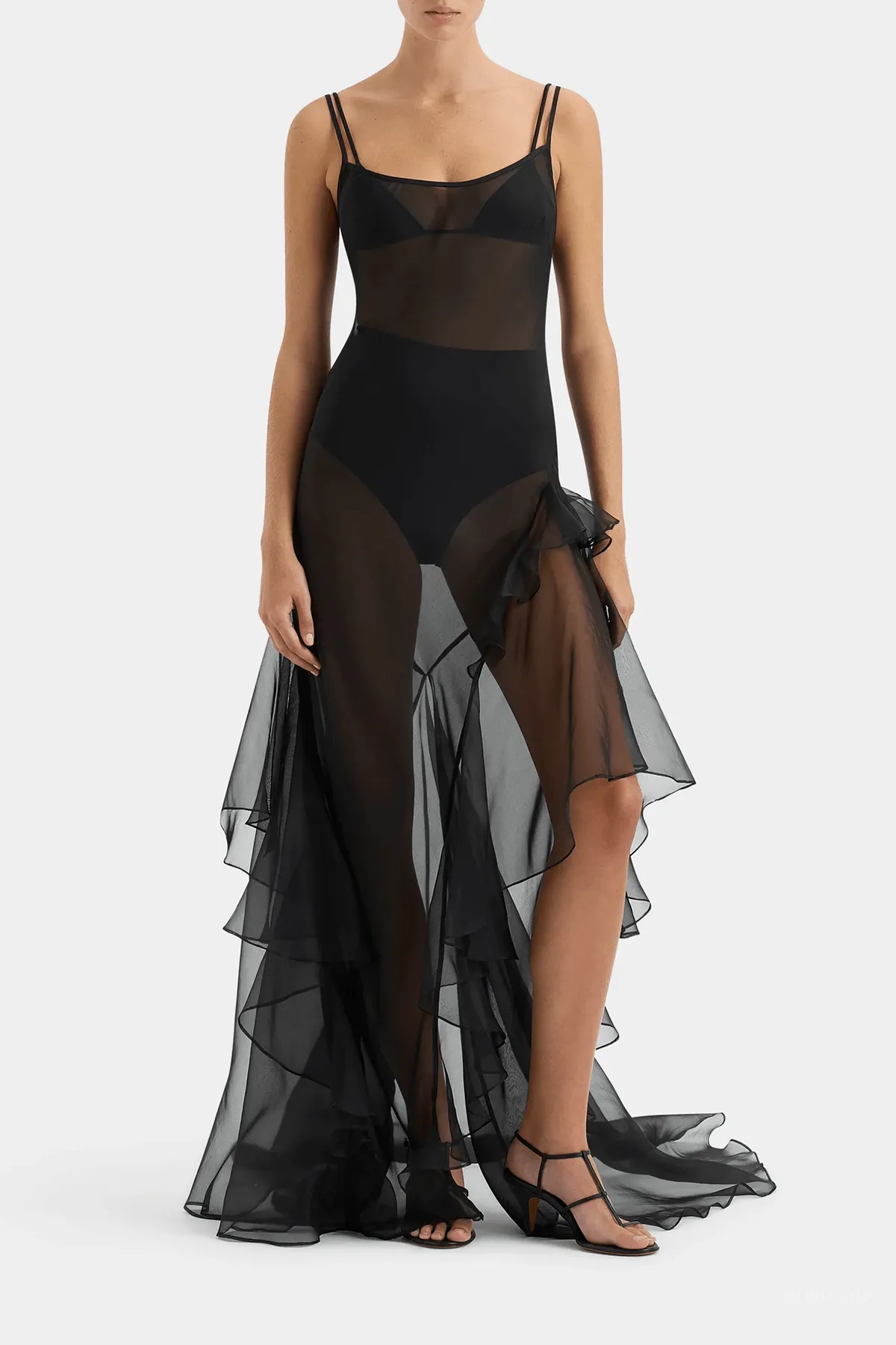 Sage Flounce Gown in Black