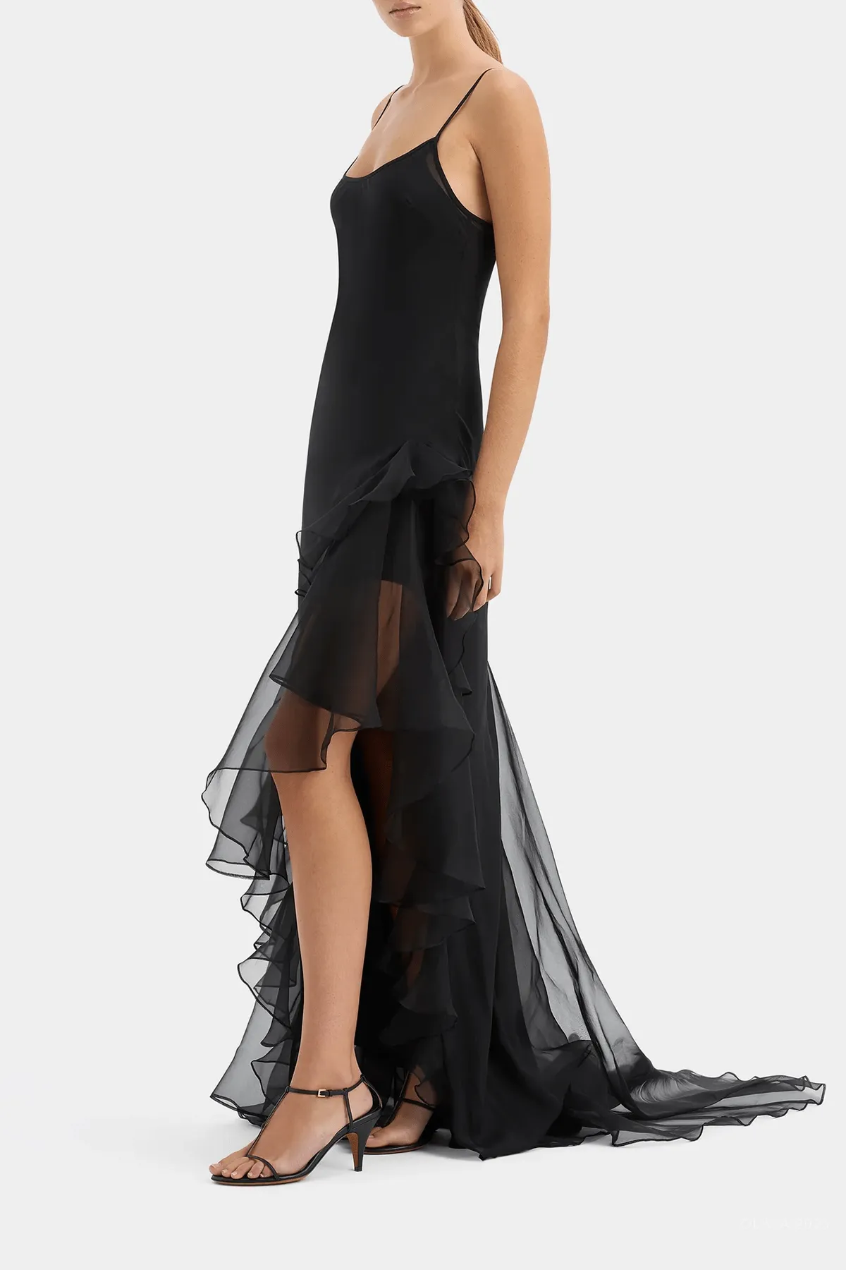 Sage Flounce Gown in Black