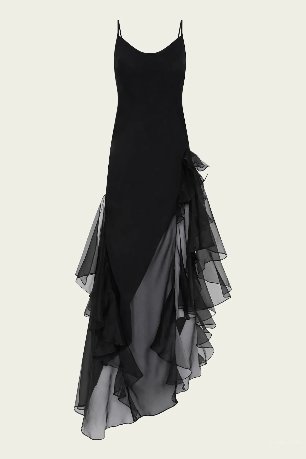 Sage Flounce Gown in Black
