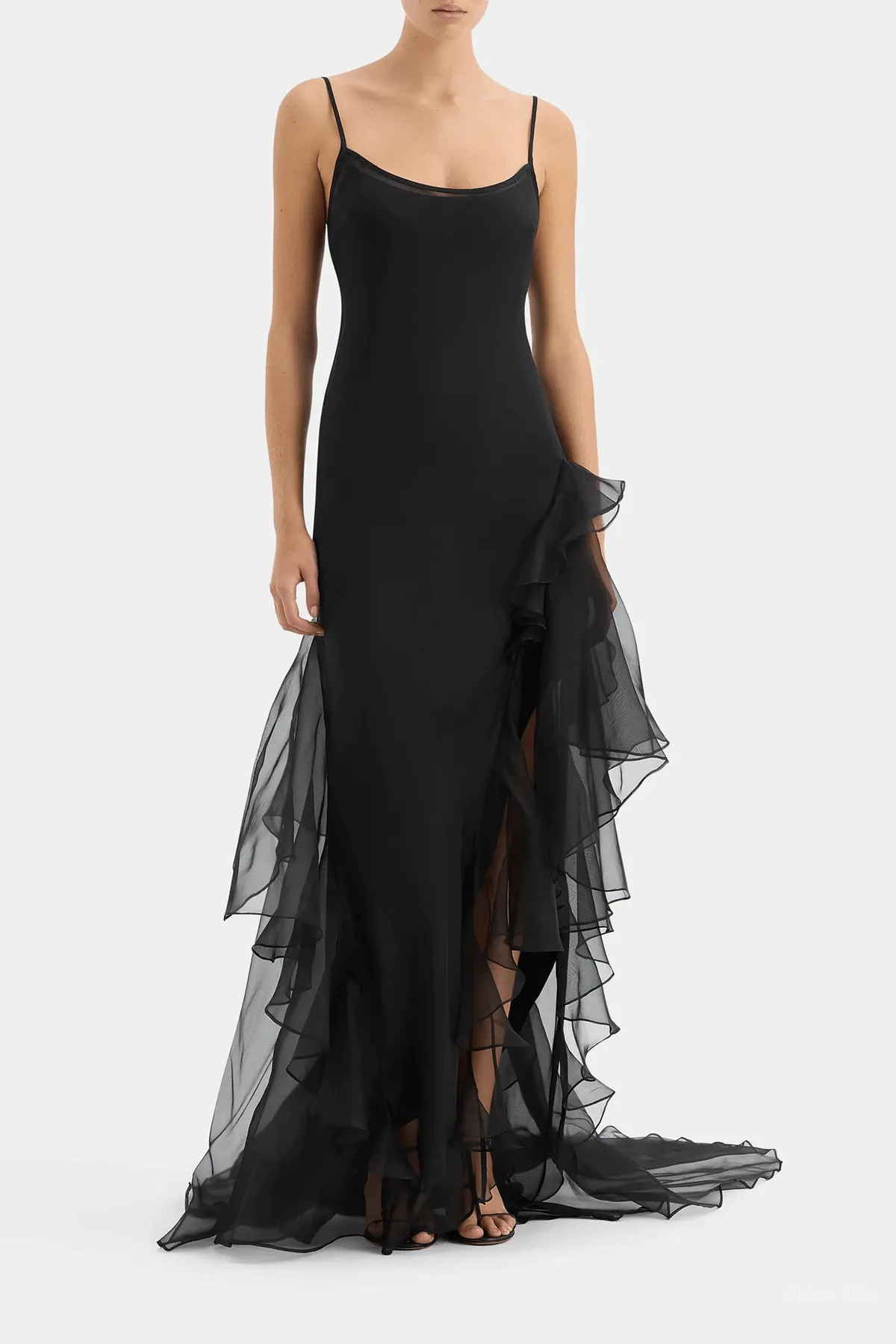 Sage Flounce Gown in Black