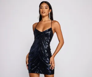 Sassy Lace-Up Stylish Sequin Mini Dress