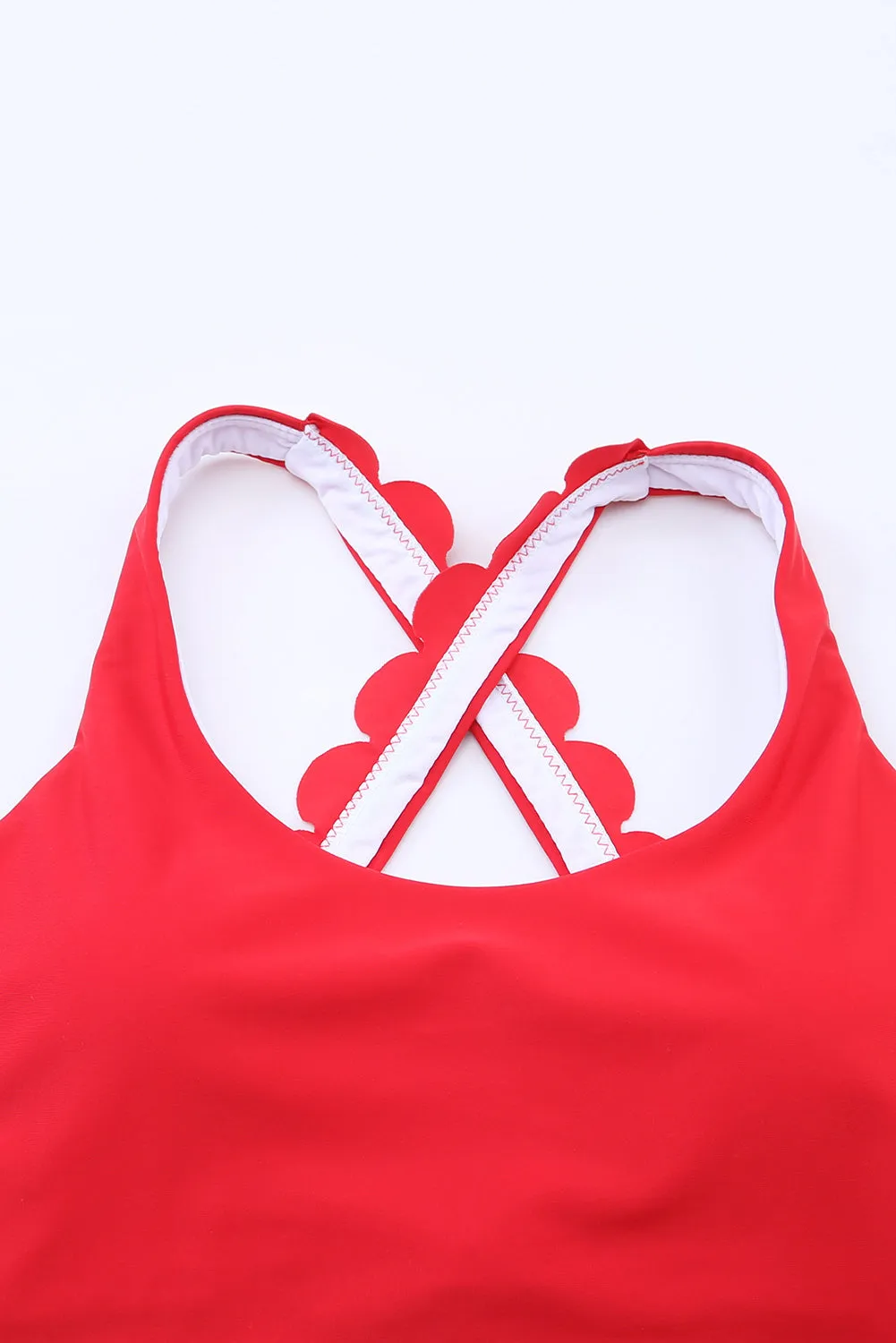 Scalloped Criss Cross High Waist Bikini