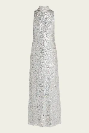 Sculpty Sleeveless Sequin Dress in Iridescent
