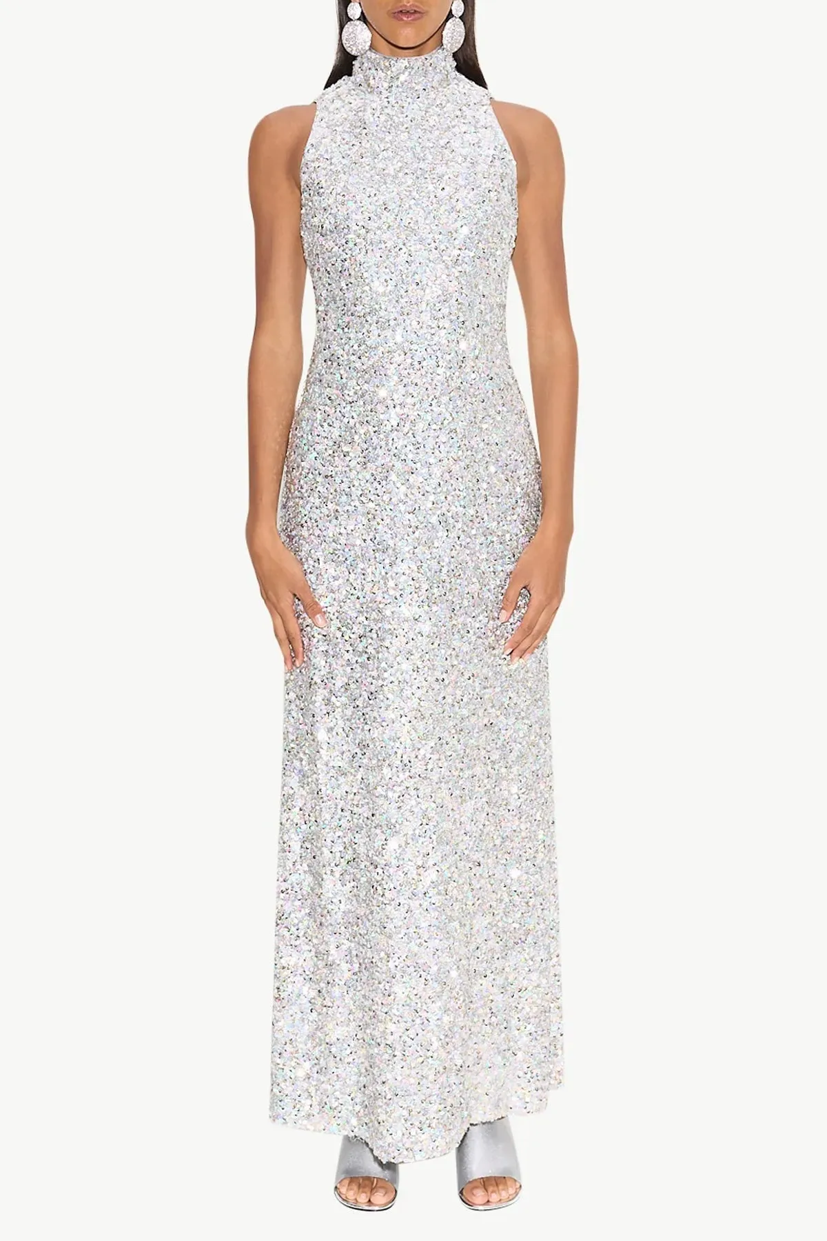 Sculpty Sleeveless Sequin Dress in Iridescent