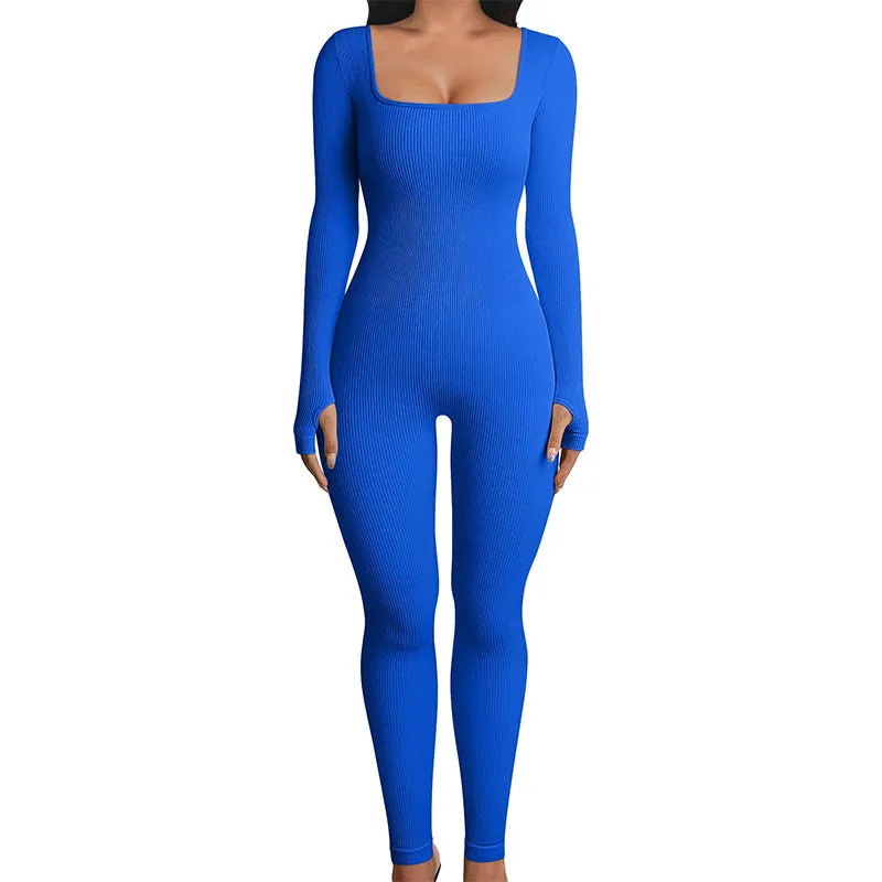 Seamless Double-layer Jumpsuit Long-sleeved Body Shaper Hip Lifting Yoga Jumpsuit Sports Jumpsuit Bodysuits