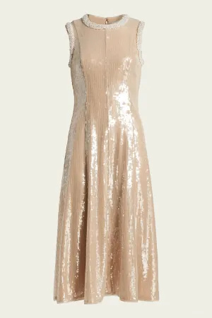 Sequin Pearl Trim Midi Dress