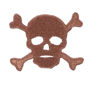 Sew On Motifs Lace Jeans Dresses Applique Patches 5.7cm -Brown Skull Cross Bones