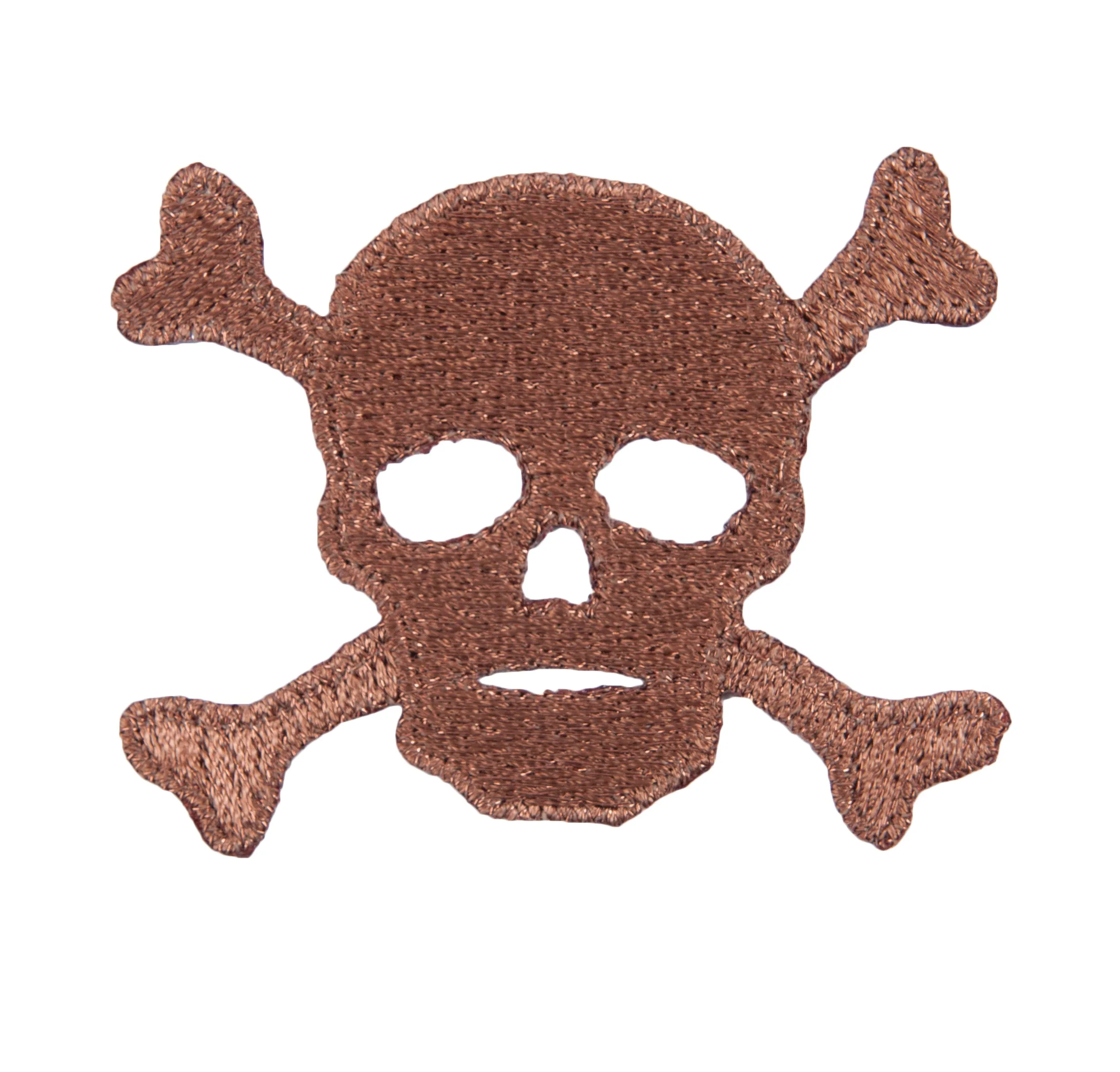 Sew On Motifs Lace Jeans Dresses Applique Patches 5.7cm -Brown Skull Cross Bones
