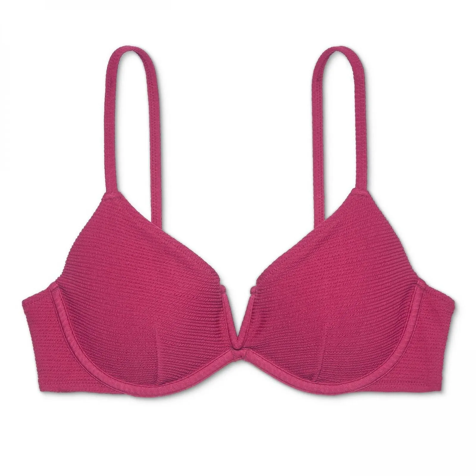 Shade & Shore Women's Current Lightly Lined V Wire Textured Bikini Top