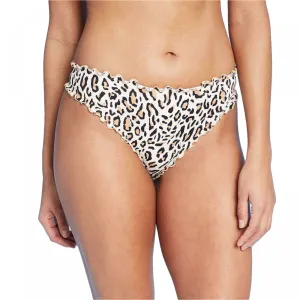 Shade & Shore Women's Leopard Ruffle Cheeky Bikini Swim Bottom