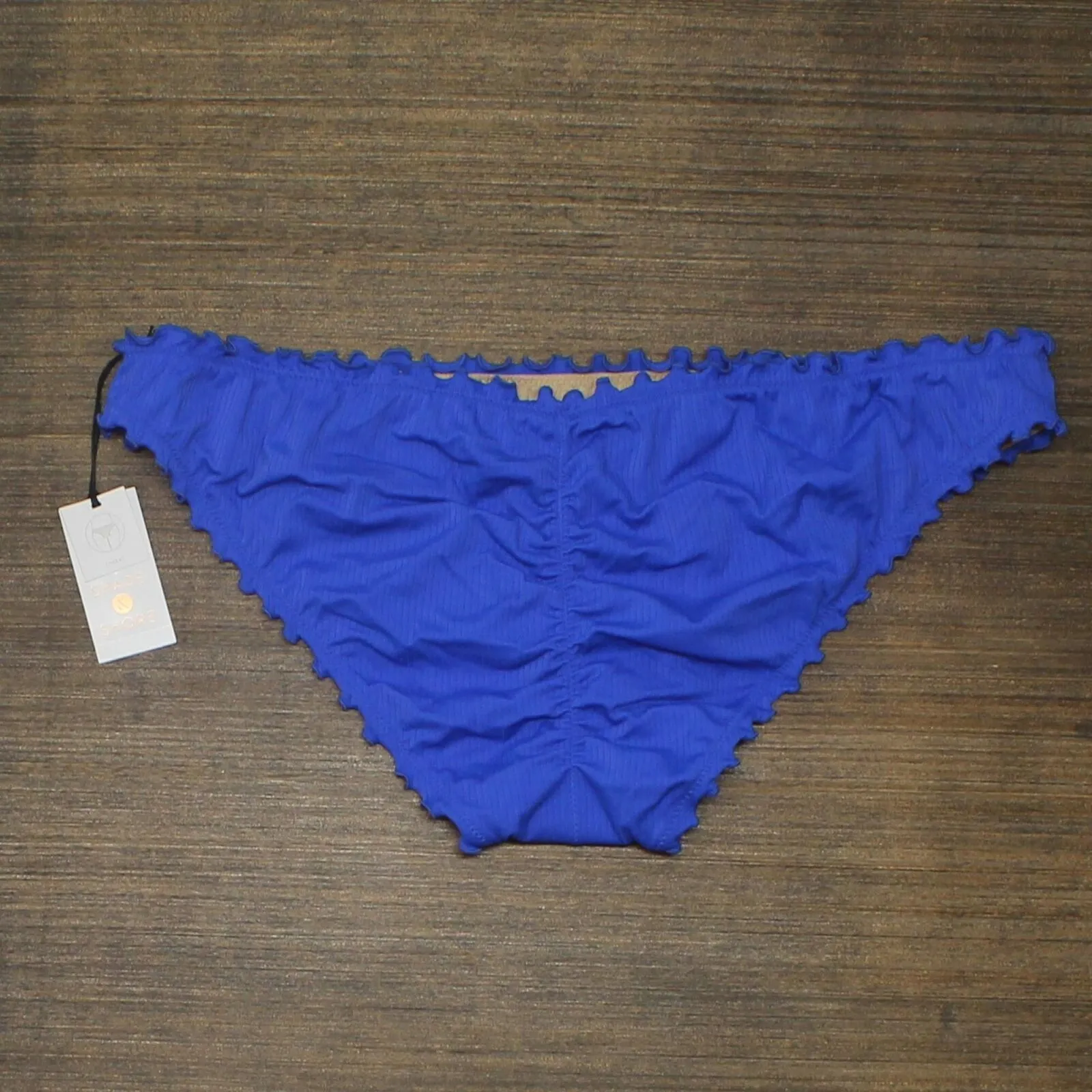 Shade & Shore Women's Ribbed Ruffle Cheeky Bikini Bottom