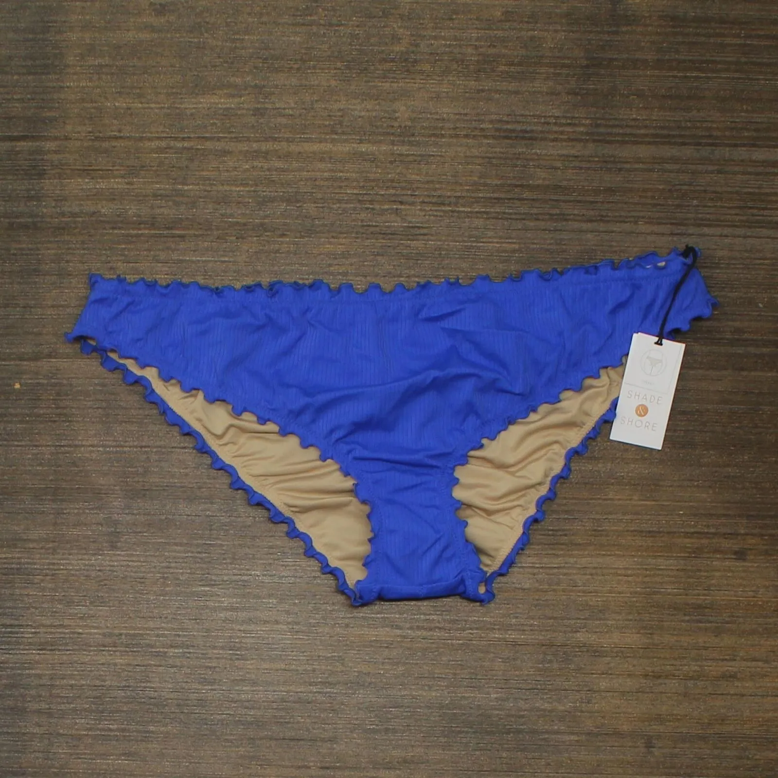 Shade & Shore Women's Ribbed Ruffle Cheeky Bikini Bottom