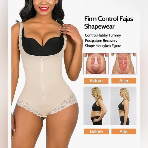 SHAPERX Fajas Colombianas Shapewear Postpartum TummyControl Butt Lifter Bodysuit