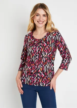 Short T-shirt with fancy print round neck
