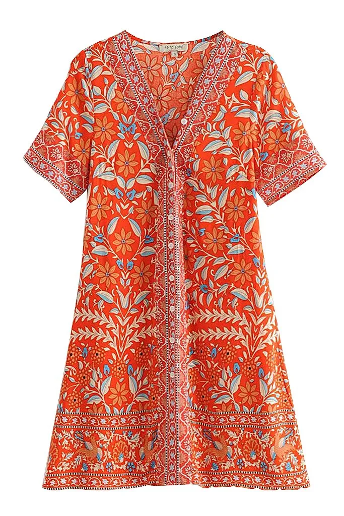 Siery Floral Orange Dress