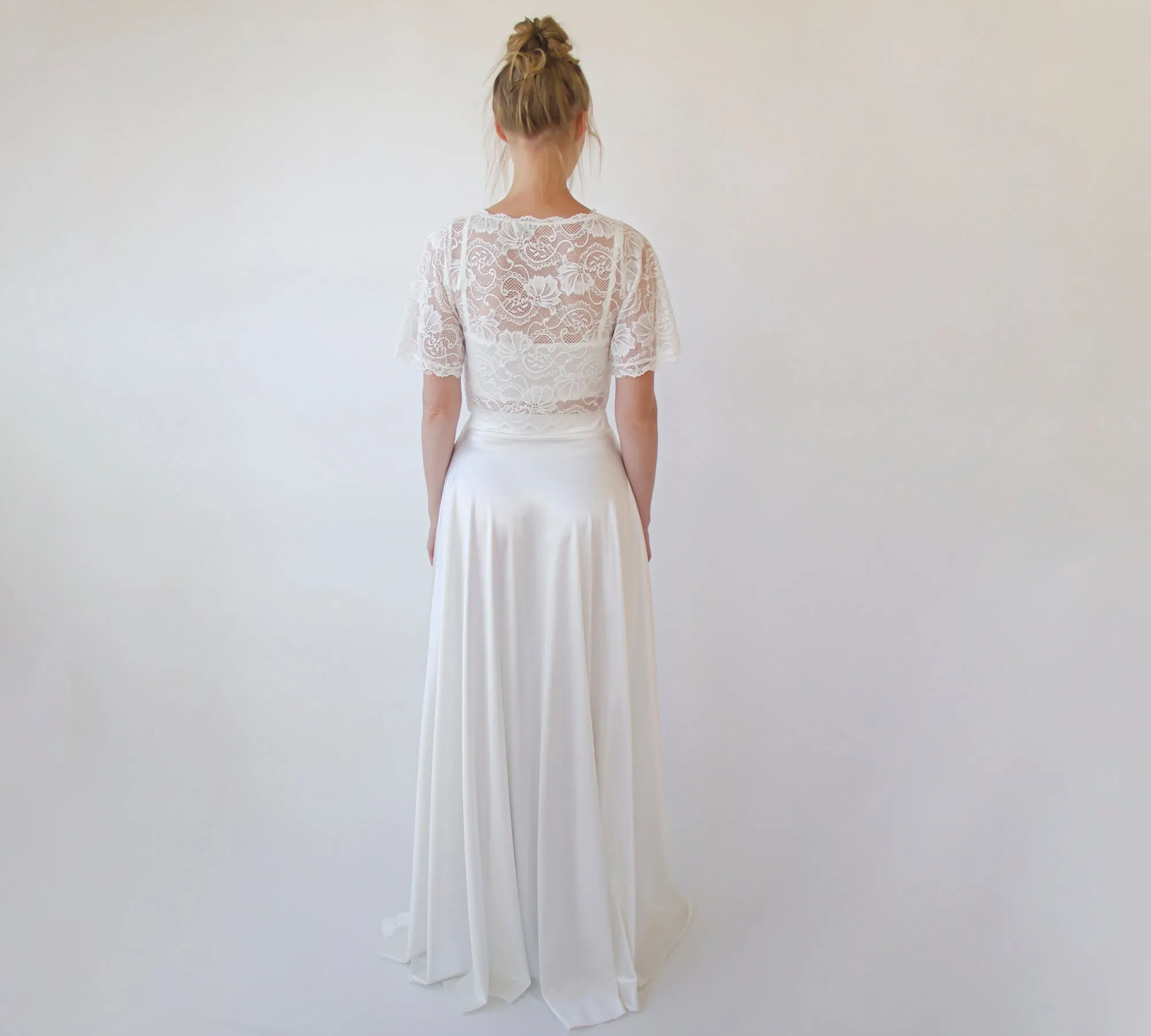Silky Wedding Maxi Skirt Bridal Satin Long Skirt,  Minimalist wedding skirt with a slit #3040