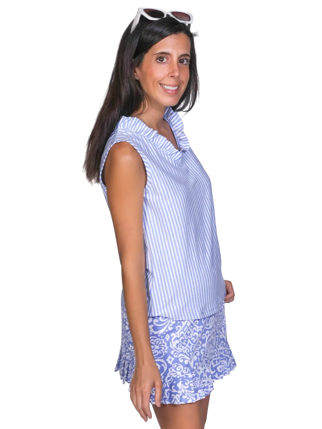 Sissy Ruffle Tank Top Peri Stripe