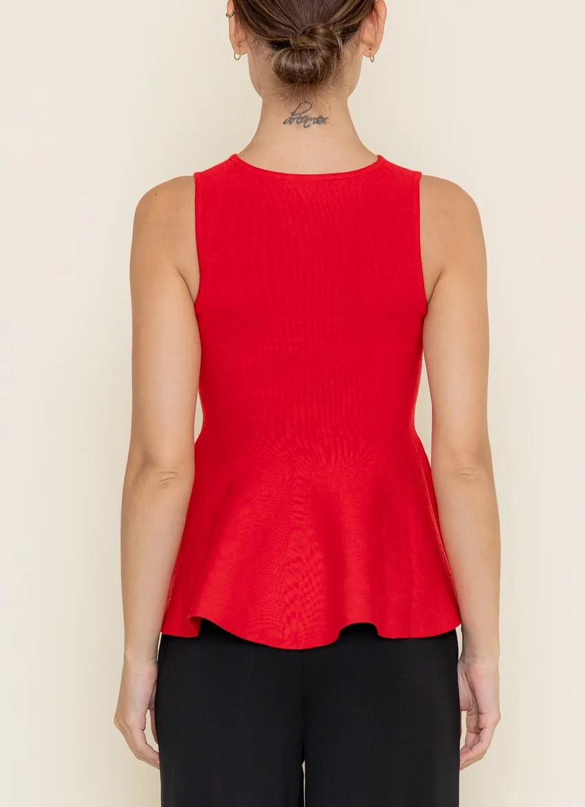 Sleeveless Round Neckline Knit Peplum Top