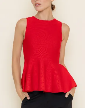 Sleeveless Round Neckline Knit Peplum Top