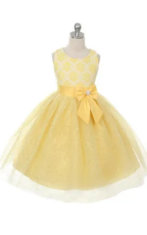 Sleeveless Scoop-neck A-line Dress With Sequins and Bow-400423
