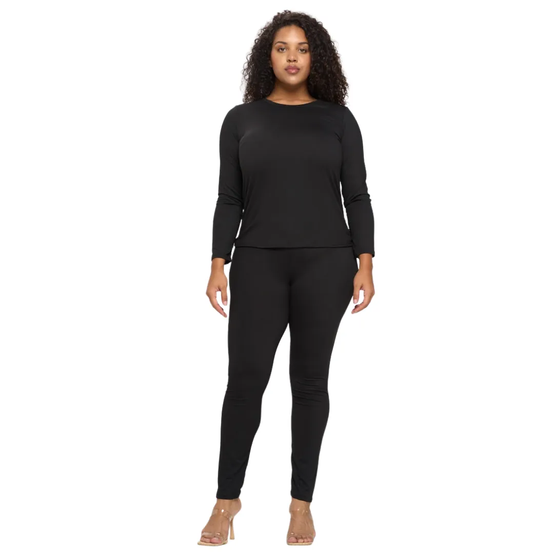 Solid Casual Loungewear Set - Black