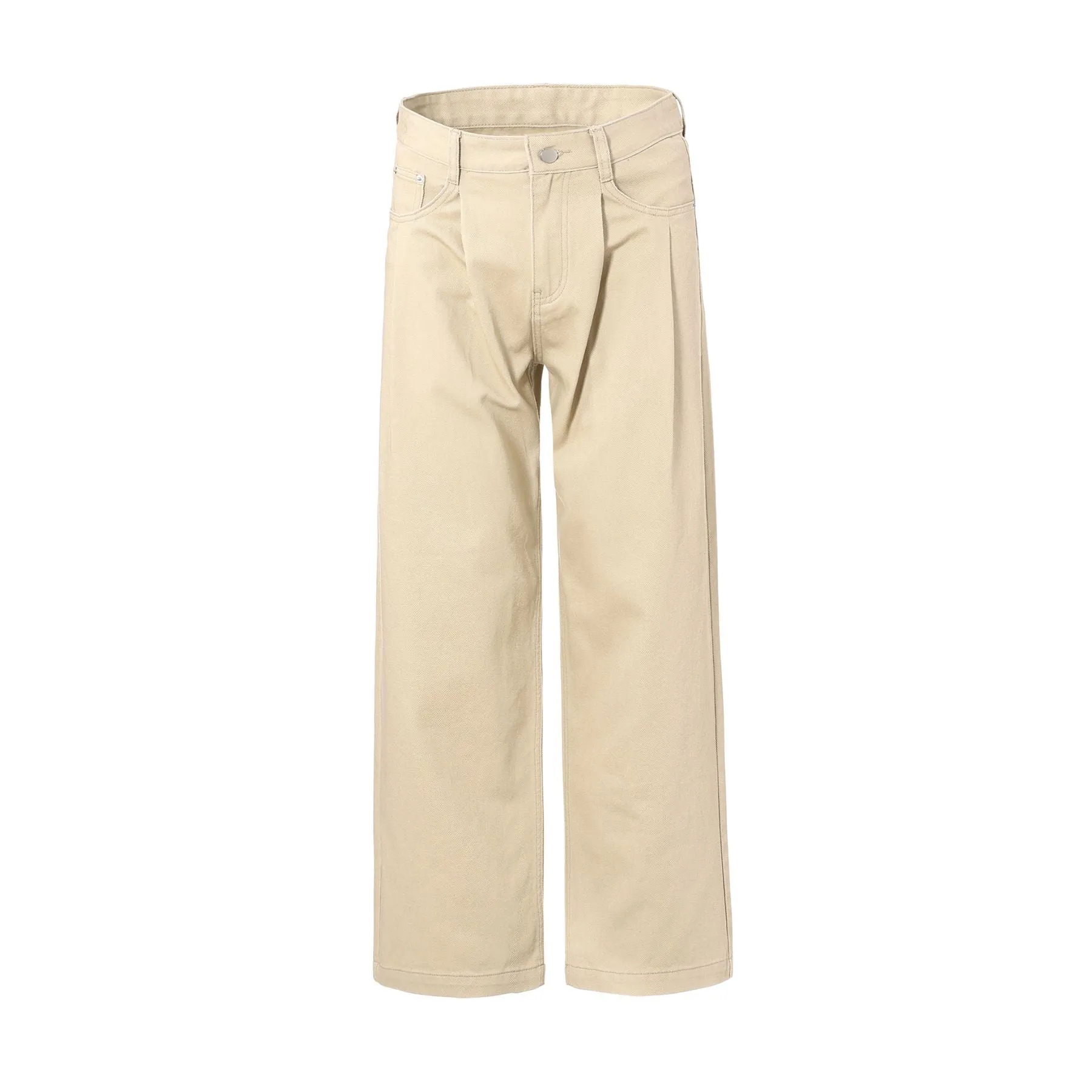 Solid Color Casual Pleated Trousers