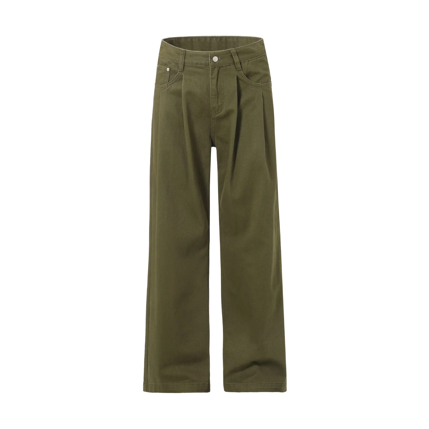 Solid Color Casual Pleated Trousers