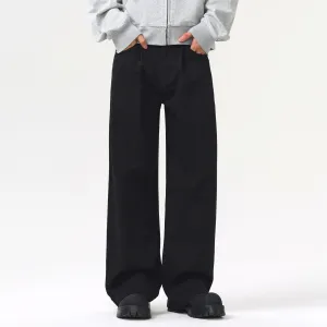 Solid Color Casual Pleated Trousers