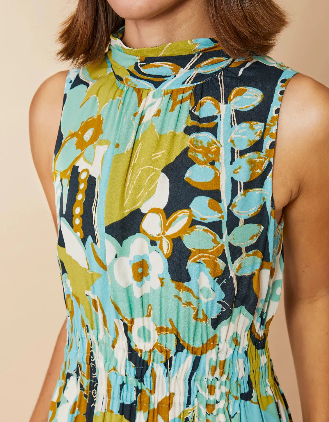 Spartina 449 Lottie Midi Dress Southern Resort Floral Abstract - FINAL SALE