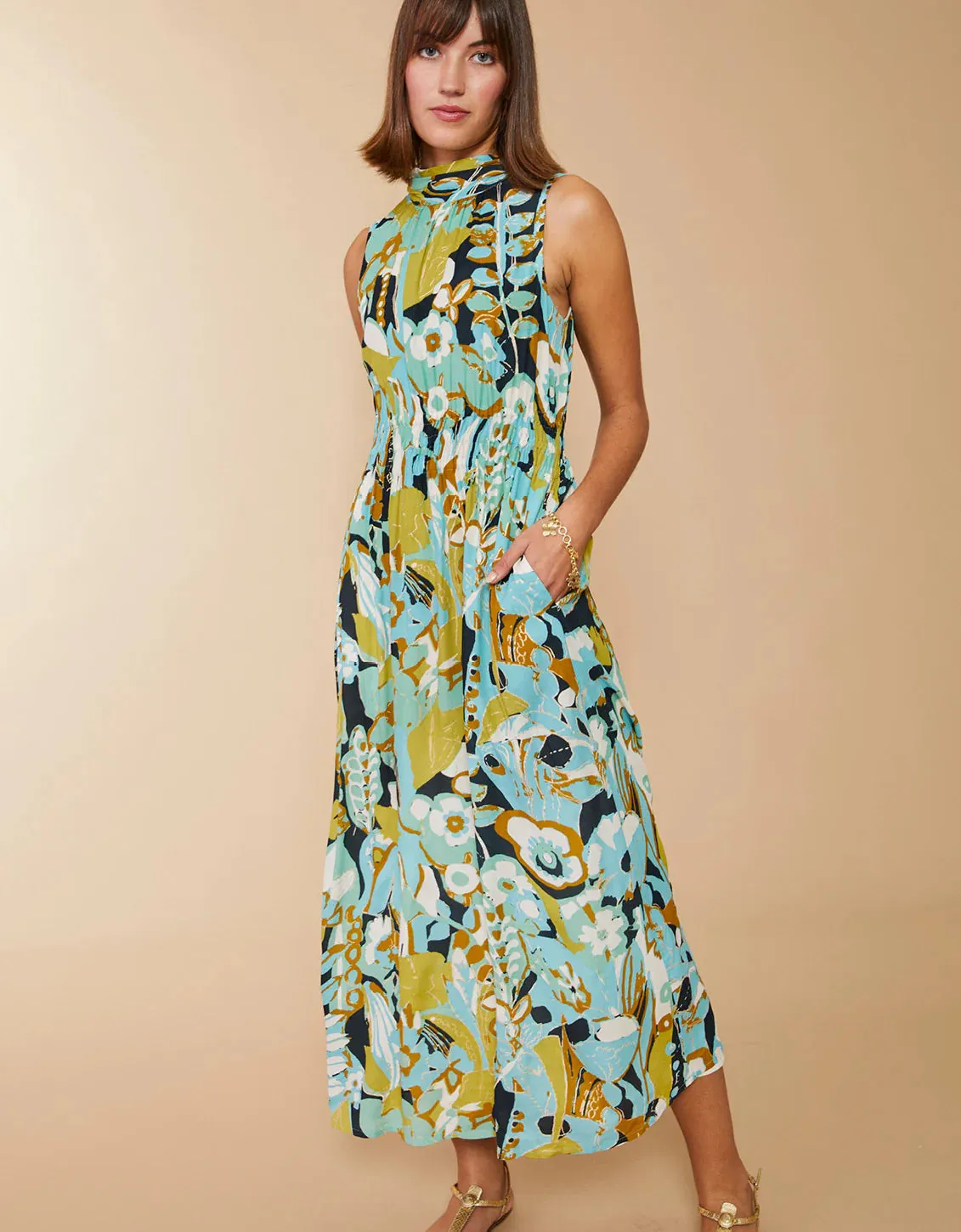 Spartina 449 Lottie Midi Dress Southern Resort Floral Abstract - FINAL SALE