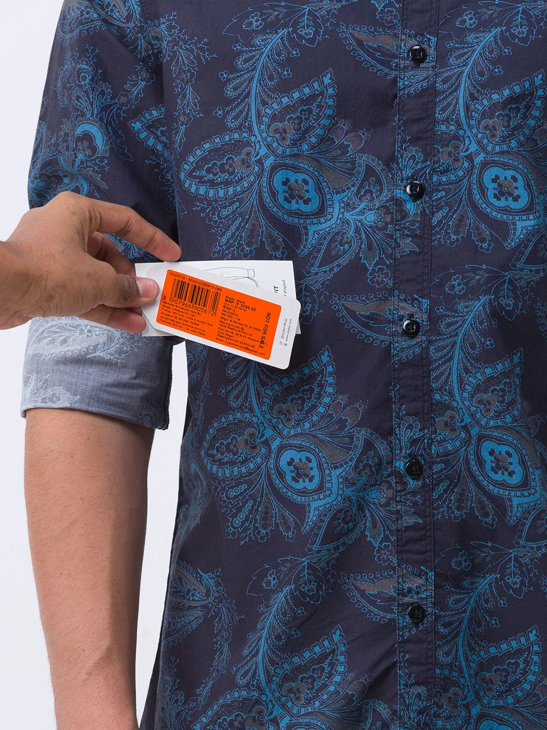 Spykar Black Cotton Full Sleeve Printed Shirt For Men