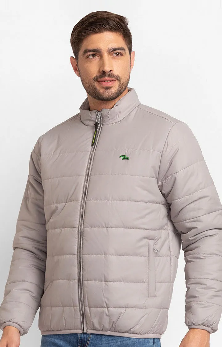 Spykar Light Grey Polyester Full Sleeve Casual Jacket For Men