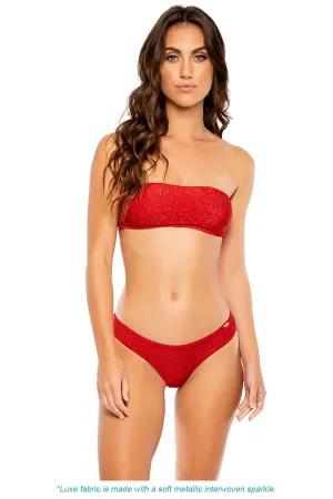 STARDUST - Free Form Bandeau & Seamless Wavy Ruched Back Bottom • Red