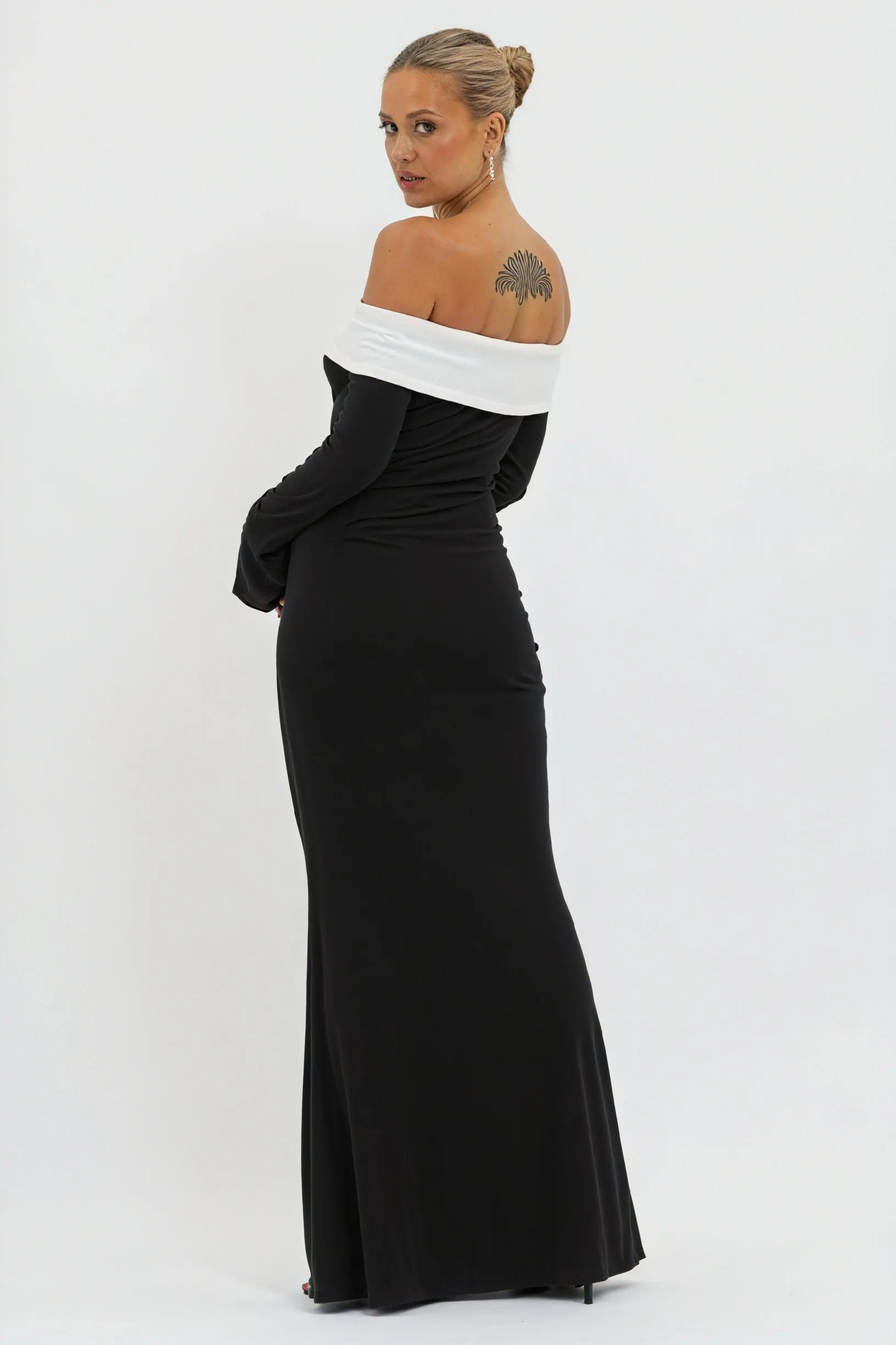 Statement Evening Gown with Flared Sleeves