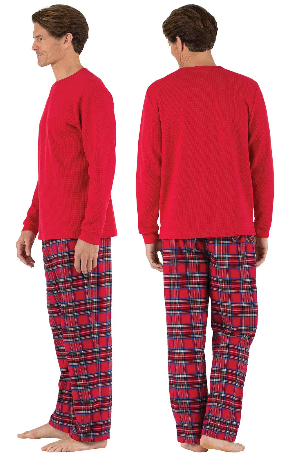 Stewart Plaid Thermal-Top Men's Pajamas - Family Set