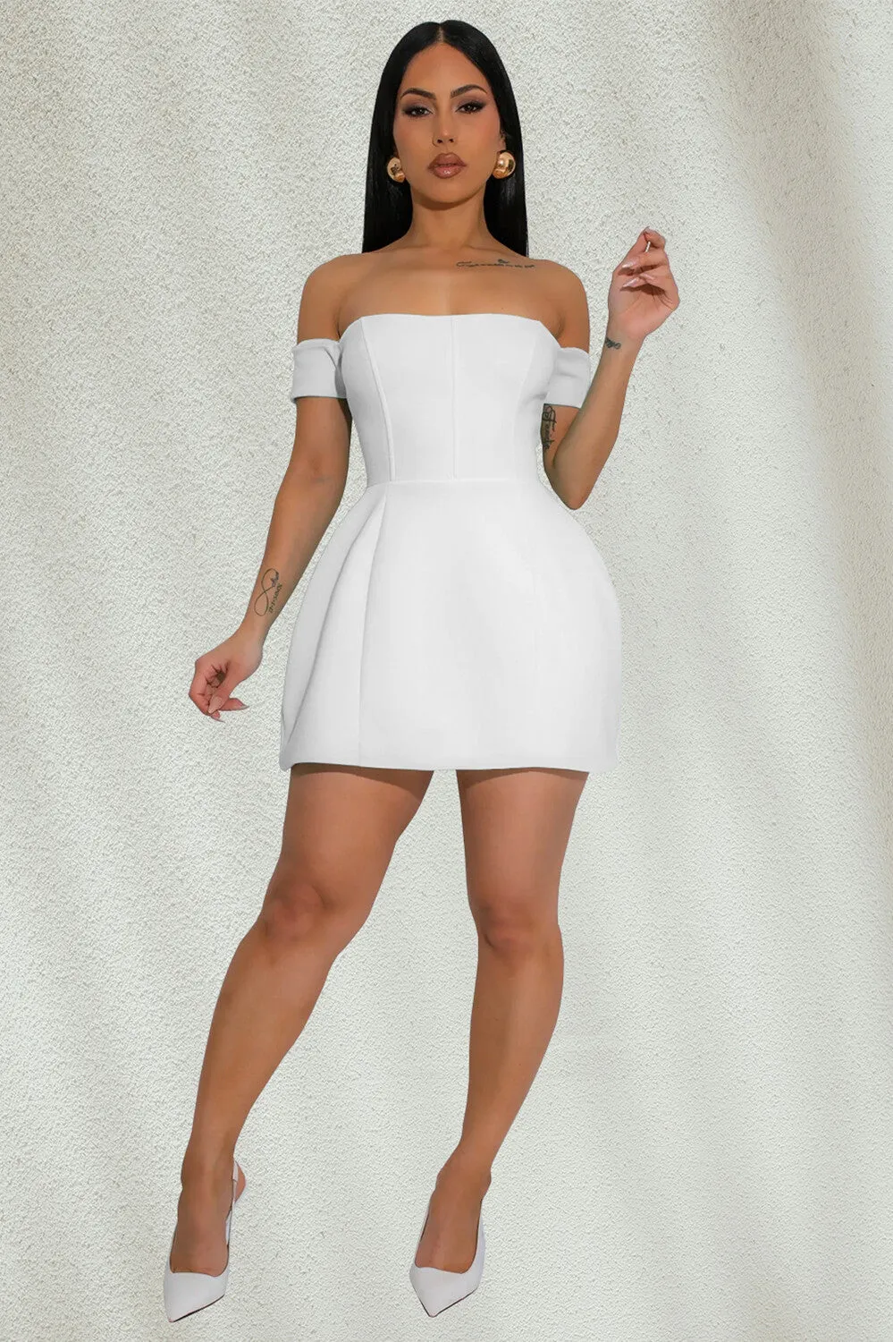 Strapless Draped Sleeve Solid Color A-Line Cocktail Party Mini Dresses-Red